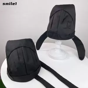 Mũ Hanfu SMILE, Mũ cổ mềm truyền thống, Retro Polyester Đen Phong cách cổ xưa Mũ hiệu suất