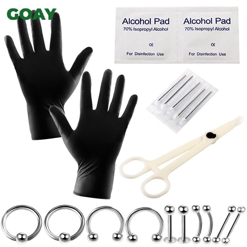 GOAY 10-20 Cái / bộ Body Piercing Kit Dụng Cụ Kim Bụng Lưỡi Lông Mày Mũi Lip Ring VN