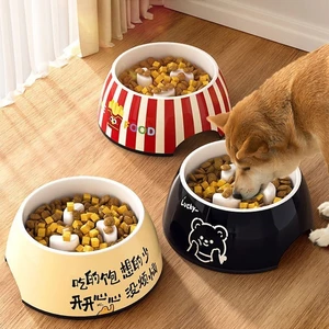 Màu In Melamine Chậm Bát Thức Ăn Cho Chó Lớn Corgi Shiba Inu Bát Thực Phẩm Gia Đình Bát Đơn Chống Trơn Trượt Thú Cưng Chó Bát Cơm
