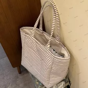 Túi Tote PYCOU, Túi Đeo Vai Họa Tiết Sọc Vải, Túi Xách Di Động Nhẹ Bền Đẹp Thời Trang Đi Chơi Hàng Ngày