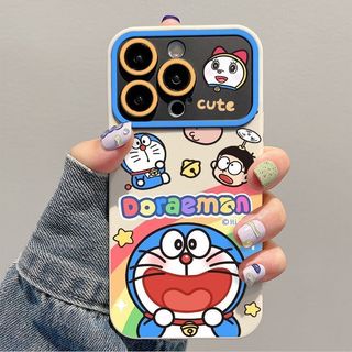 Ốp Điện Thoại Di Động Mềm Rainbow Doremon Thích Hợp Cho iPhone 7Plus 16ProMax Premium 14Plus 13Pro Hợp Thời Trang 15Pro 12ProMax Creative 11 XR 17PRO Ốp Điện Thoại Cửa Sổ Lớn Chống Sốc Chống Sốc
