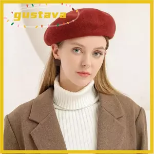 Mũ nồi len mùa đông GUSTAVA, Mũ trơn màu trơn ấm áp, Thời trang Retro Thanh lịch Phù hợp với Mũ nghệ sĩ Pháp dành cho nữ Cô gái