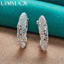 URMYLADY Bạc 925 Dệt Lưới Bông Tai Nữ Cưới Đính Hôn Thời Trang Quyến Rũ Trang Sức