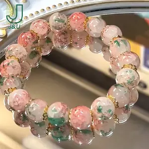 Vòng tay hoa anh đào dễ thương thời trang ngọt ngào dành cho nữ Cô gái Vòng tay đính cườm thanh lịch tinh tế Phụ kiện trang sức dự tiệc Quà tặng