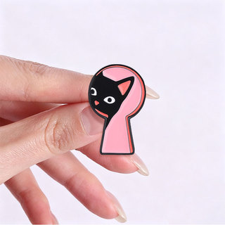 Keyhole Hình Mèo Đen Men Trâm Màu Hồng Nền Mèo Con Dễ Thương Ve Áo Pin Cho Ba Lô Quần Áo Phụ Kiện Quà Tặng Cho Mèo Những Người Yêu Thích