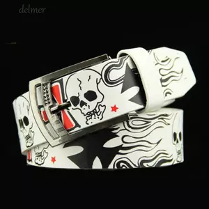 DELMER Nữ Thắt Lưng Retro Vintage Y2K Chữ Thập Cho Nam Pin Khóa Đầu Lâu Bộ Xương Mẫu Dành Cho Nữ Đa Năng Hàn Quốc Dây Đeo Eo