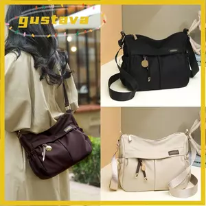 Túi đeo chéo GUSTAVA, Túi đeo vai đơn màu trơn bằng Nylon, Túi đeo chéo nhẹ dung tích lớn thanh lịch dành cho nữ