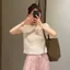 Áo thun ngắn tay cổ tròn Milyfashion Mùa hè Phong cách mới Slim-Fit Slimmer Look All-Match Casual Top Kết cấu hợp thời trang