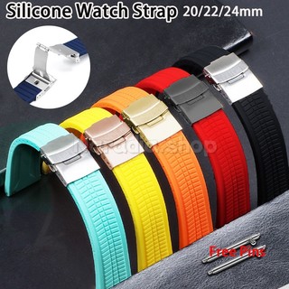 Phát hành nhanh Khóa gấp 20 / 22 / 24mm Dây đeo đồng hồ silicon bền bỉ Lặn cao su Dây đeo đồng hồ nam nữ Dây đeo cổ tay thể thao