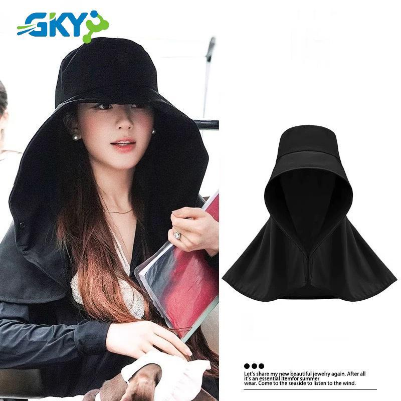 GKY Full Face Chống Nắng Mũ Ngoài Trời Nữ Mùa Hè Tấm Che Nắng Tấm Che Nắng Mũ Lớn Câu Cá Đi Bộ Đường Dài Du Lịch Neprotection Khăn Choàng Buet Mũ GKY
