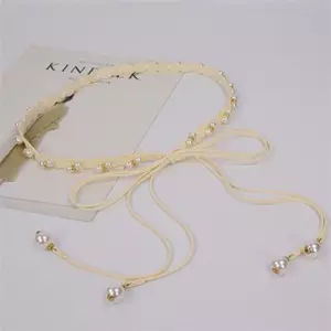 ECK Nữ Thanh Lịch Ngọc Trai Hạt Thắt Lưng Kim Loại Mỏng Eo Thắt Lưng Mỏng Dây Xích Dây Chuyền Trang Trí Dây Thắt Lưng Đầm Phụ Kiện HOT
