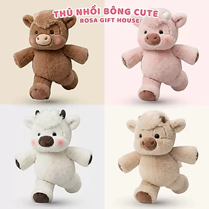 Gấu bông bò Sugaodi 40cm cao cấp – Thú nhồi bông bò sữa mềm mịn dễ thương quà tặng