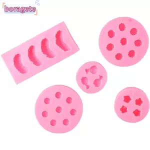 BORAGETE 5 Miếng Khuôn Hình Trái Cây, Khuôn Silicon Mâm Mâm Mâm Mâm Mâm xôi Cam, Bánh Cupcake Trang Trí Dâu Dứa Blueberry Fondant Khuôn Cho Bánh Cupcake Kẹo