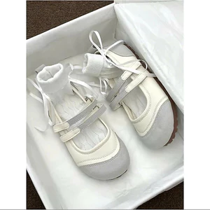 Giày Búp Bê Thể Thao Nữ NABI Quai Dán Đế Lười Êm Nhẹ, Giày Mary Jane Nữ Trắng Phối Màu Hot Trend 2026 Size 35-39