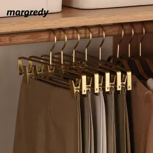 Móc treo quần MARGREDY, Móc treo quần áo chống trượt màu vàng / bạc, Chất lượng chống ăn mòn hợp kim nhôm không dấu vết Tủ quần áo Giá để đồ quần áo