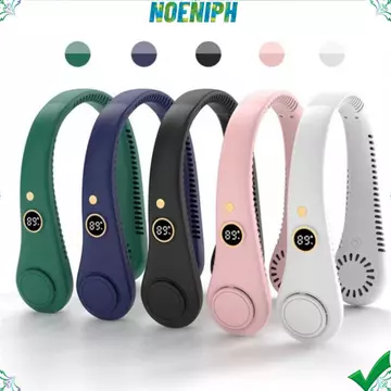 Quạt treo cổ NOWNIPH, Màn hình kỹ thuật số Thiết kế không cánh Quạt đeo cổ không cánh, Quạt điện sạc USB Quạt điện Mini hoạt động ngoài trời