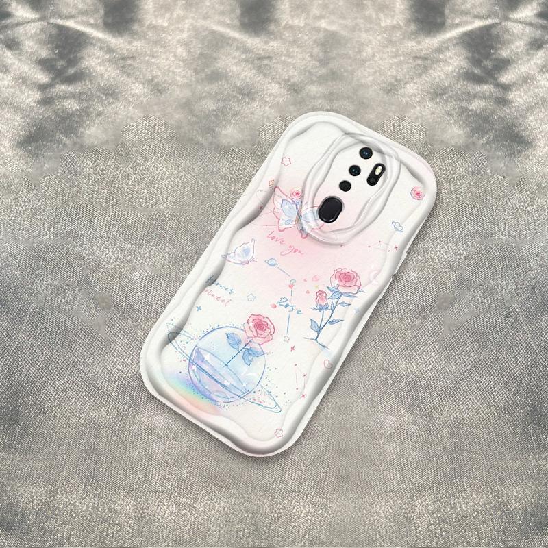 Thích Hợp Cho OPPO A9 2020 A5 2020 3D Cầm Tay Mềm TPU Tím Hoa Hồng Tulip Ins Phong Cách Chống Sốc Ốp Điện Thoại
