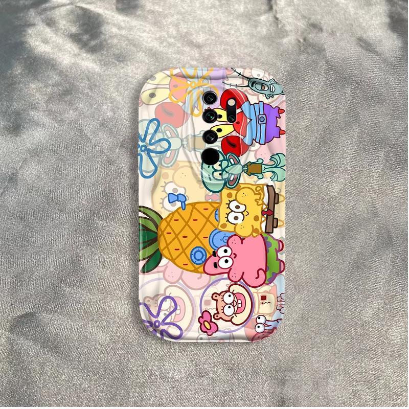 Thích hợp cho Redmi 9 POCO M2 Note 8 Pro 3D Art TPU mềm SpongeBob SquarePants Vỏ điện thoại chống sốc