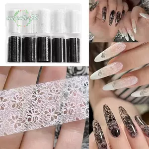 CATMALLER88 Giấy Dán Móng Tay, Da Báo Đen Trắng Dán Móng Tay, Họa Tiết Sọc Thời Trang Hiệu Ứng Sequin Thiết Kế Ren Móng Tay Nghệ Thuật Dán Móng Tay DIY