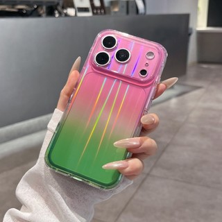 Rainbow Gradient Màu Aurora Sọc Silicon Ốp Lưng Điện Thoại iPhone 17Promax 17Pro 15 16 Pro Max Chống Sốc Nam Nữ Vỏ Di Động