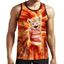 Cat Turtle Pizza 3D Tank Top Unisex, Áo thun không tay thoáng khí mềm mại ngộ nghĩnh, Áo Vest đi biển Hawaii Y2K