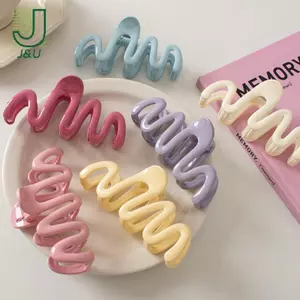 Dopamine Màu Kem Hình Học Sóng Đường Ba Đầu Vuốt Tóc Móng Vuốt Tóc Kẹp Nữ Cô Gái Kẹp Tóc Đuôi Ngựa Phụ Kiện Tóc Trang Trí