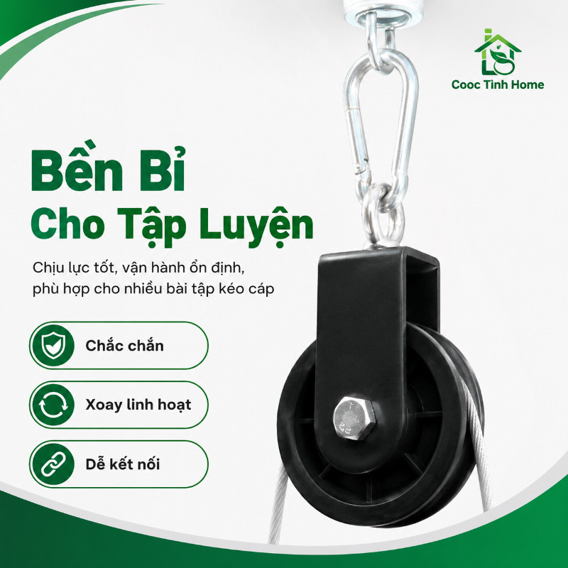 Ròng Rọc Tập Gym Xoay 360 Độ Bằng Thép Không Gỉ Chịu Lực Cao, Phụ Kiện Dây Cáp Tập Thể Hình Tại Nhà