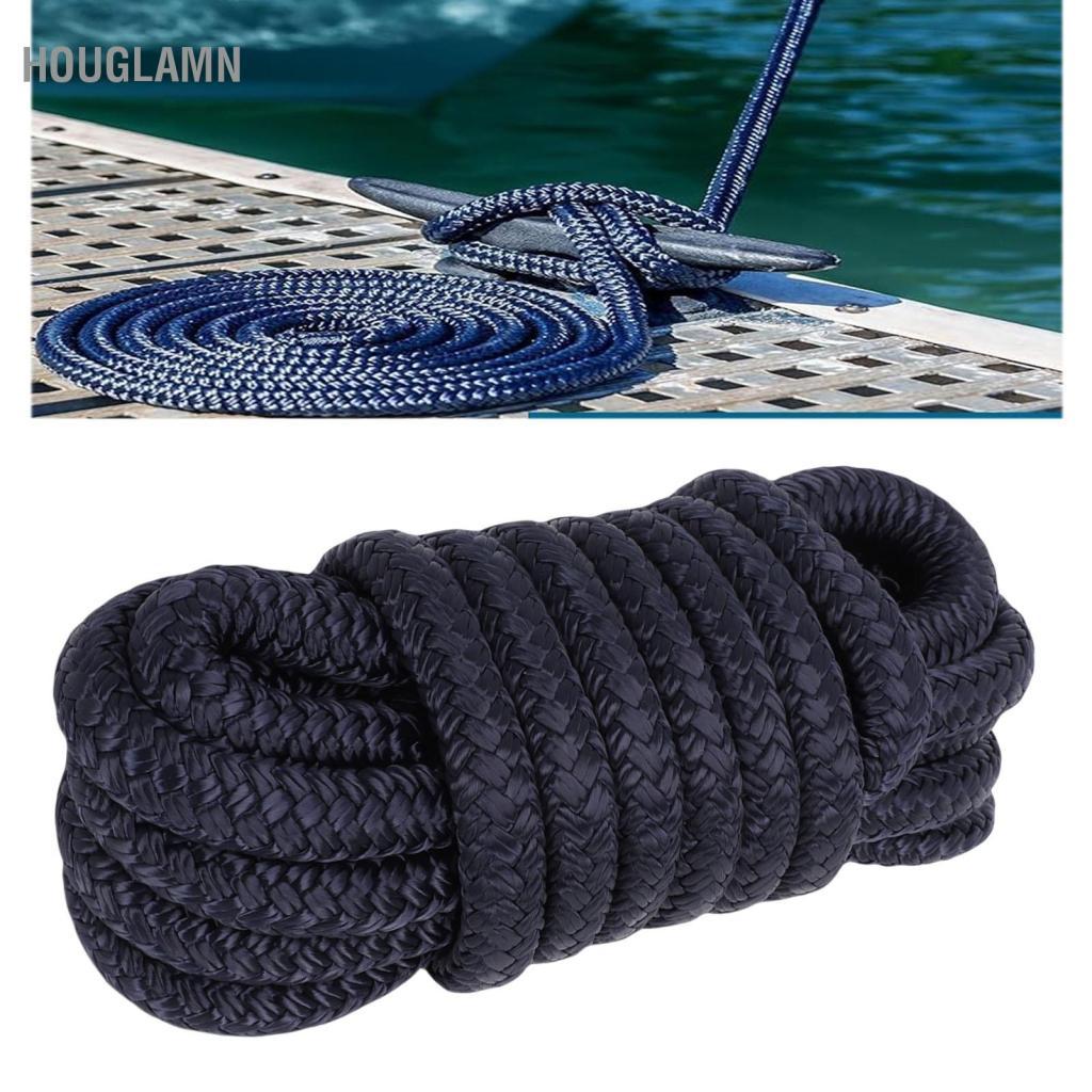 houglamn OPPWONG Dock Line Đôi bện nylon 3/8 Inch X 15ft Dây thuyền cường độ cao cấp hàng hải cho 12in Lỗ gắn Thuyền buồm nhỏ Pontoons Tàu cao tốc Cabin và Thuyền đánh cá (Màu đen)