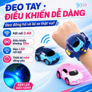 Xe điều khiển từ xa dạng đồng hồ đeo tay – Mini 2.4G, sạc USB, đèn LED – Điều khiển ngay trên tay – Quà sinh nhật