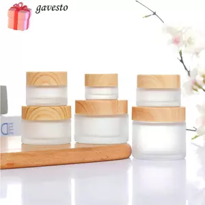 Bình kem GAVESTO, Nắp vít Nắp hạt gỗ Lọ kem thủy tinh mờ, Hộp đựng mỹ phẩm tròn bền bỉ Chà phụ đóng chai Chăm sóc da