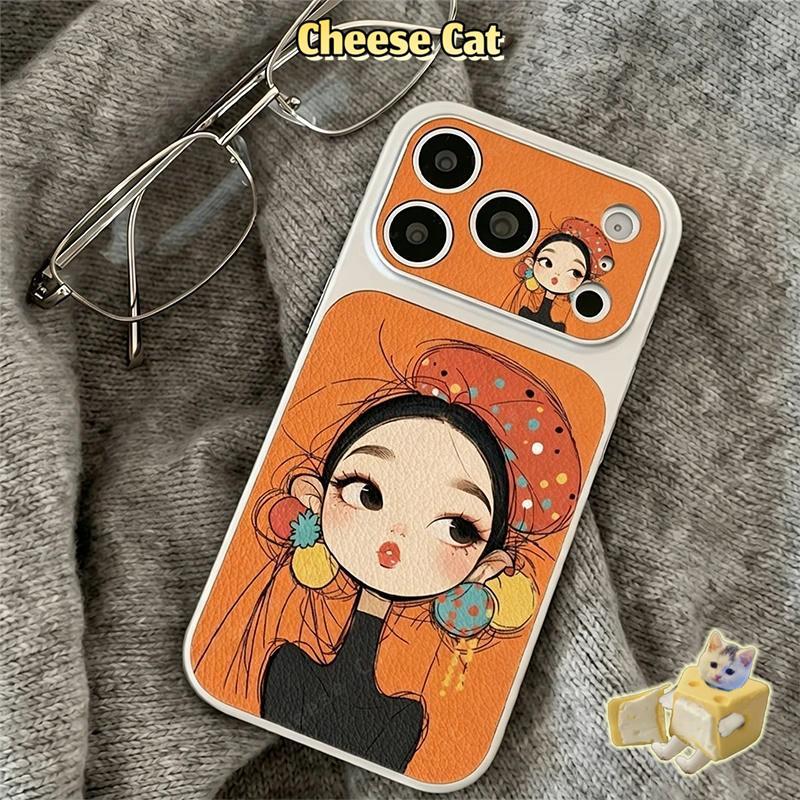 chuyển sang 17 Pro Max Ốp điện thoại thời trang nữ màu cam cho iPhone 15 16 14 11 12 13 Pro Max Xs XR