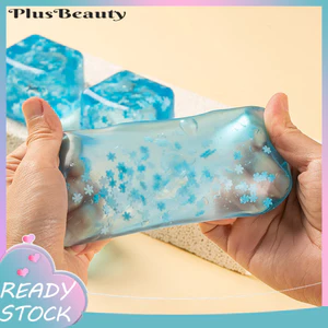 < Pluscloth > Đồ chơi bóp khối trong suốt với bông tuyết lấp lánh – Đồ chơi kẹp đá giảm căng thẳng mềm mại Đồ chơi lo âu Đồ chơi thần tài lo âu cho bữa tiệc trẻ em Quà tặng thư giãn vui nhộn Đồ chơi khối giảm căng thẳng