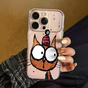 Big Eyed Orange Cat cho iPhone 17promax trường hợp 1615plus 141312