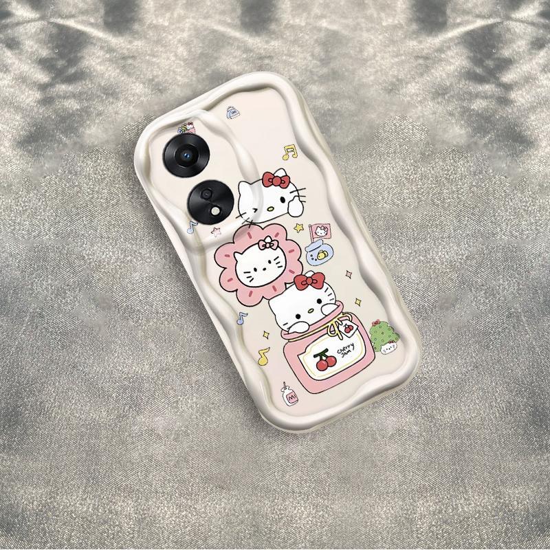 Thích hợp cho OPPO A18 A38 A58 A60 A17 A17K 4G 3D Điện thoại thông minh TPU mềm Kitty Cat Vỏ điện thoại chống sốc