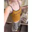 Hot Girl Chữ cái gợi cảm Màu sắc tương phản Sling Slimer Look Yoga thể thao với miếng đệm ngực bên trong