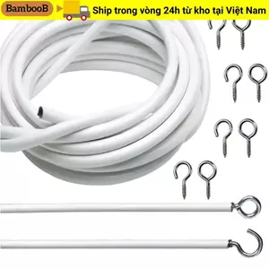 BAMBOOB 1 Bộ Dây Lò Xo Rèm, Cáp Dây Cửa Sổ 2 / 3 / 4 / 5 Mét, Màu Trắng Có MÓC MẮT Dây Theo Dõi