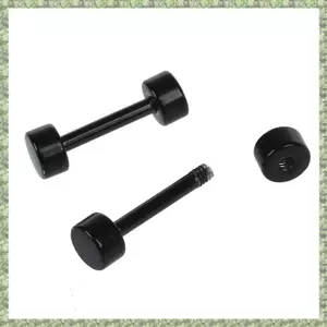 1 Đôi Bông Tai Nam Barbell Thép Titan 3mm Đen
