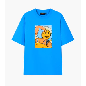 Ngôi nhà vẽ bánh gừng người đàn ông in họa tiết áo thun ngắn tay cotton nguyên chất giản dị nam nữ tay ngắn rộng 0612