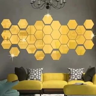 Nhãn dán tường gương 3D hình lục giác XS / S - Gương nghệ thuật thủ công Acrylic tự làm dính chắc