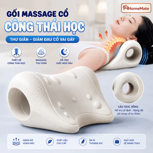 Gối Massage Cổ Công Thái Học Kéo Giãn Đốt Sống Cổ, Giảm Đau Mỏi Vai Gáy, Thư Giãn Cột Sống Cổ