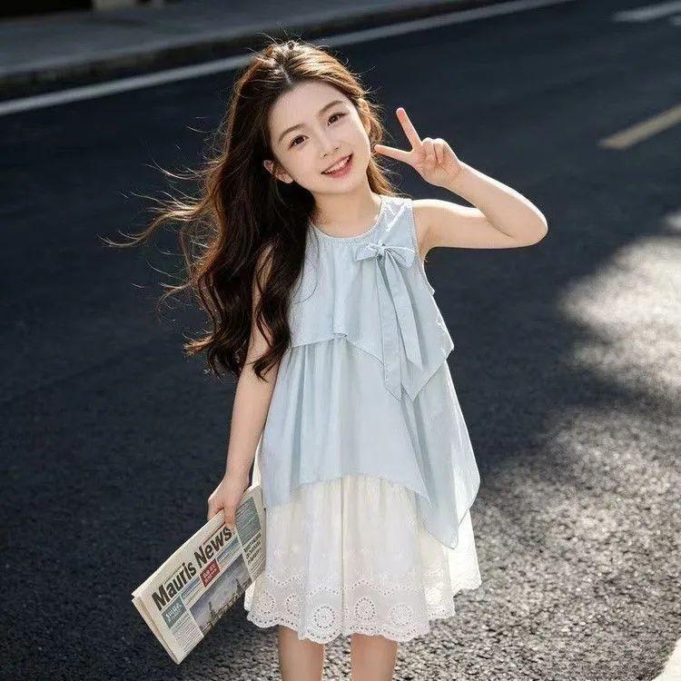[Hàng mới về] Đầm công chúa thời trang đẹp không tay khổng lồ phong cách mới mùa hè cho bé gái