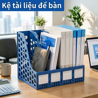 Kệ đựng tài liệu A4 kệ sách 3/4 ngăn cho học sinh để hồ sơ gọn gàng văn phòng ngăn nắp