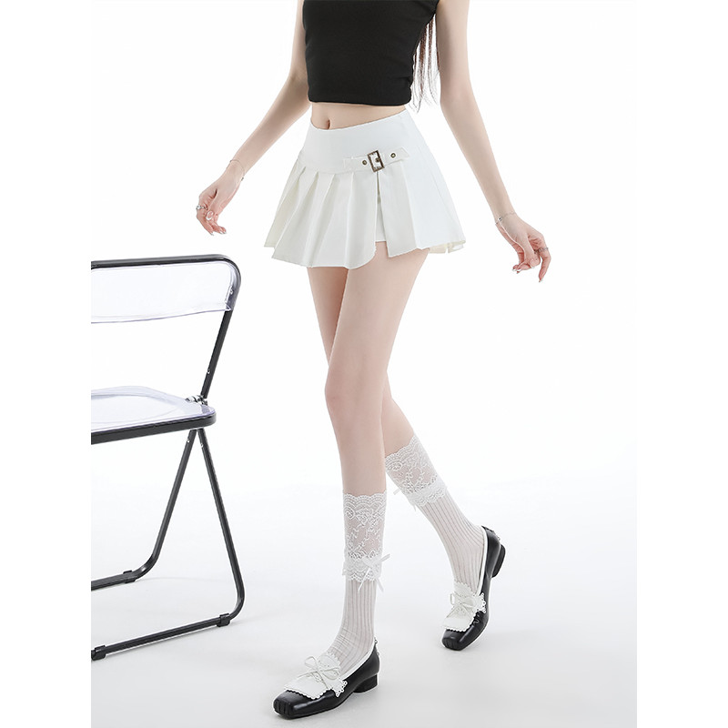SUXI Váy ngắn xếp ly thông thường màu trơn mềm mại dành cho nữ mùa hè mới 260522