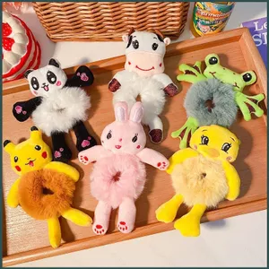 Dây buộc tóc nữ SQ Ins Pokemon Pikachu thỏ gấu vịt ếch co giãn scrunchies đuôi ngựa dễ thương