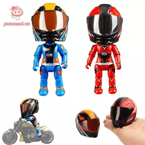 PWSSSEND Nhân Vật Hành Động Búp Bê, Hợp Kim Q Phiên Bản Mũ Bảo Hiểm Xe Máy Mô Hình Rider, Quà Tặng Trẻ Em 1: 12 Mô Phỏng Biến Đổi Đồ Chơi Xe Máy