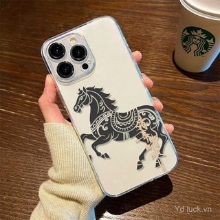 Ốp Điện Thoại Trong Suốt Hợp Thời Trang Độc Đáo Họa Tiết Ngựa Thích Hợp Cho iPhone 17promax / 14promax / 16 / 13 / 15pro / 12pro / 13promax Ốp Chống Va Đập