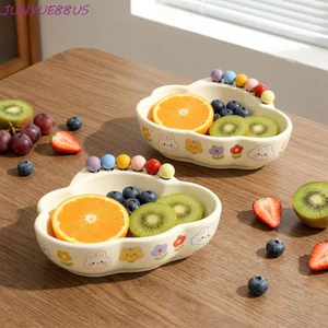 Khay đựng trái cây JUNYUE88US, Bát trái cây màu hình đám mây có nĩa, bền với 6 nĩa trái cây bằng nhựa dung tích lớn Đĩa phục vụ trái cây văn phòng