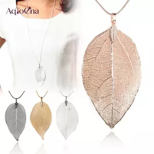 AqToCna Độc Đáo Nữ Trang Sức Thời Trang Đơn Giản Lá Áo Len Mặt Dây Chuyền Dài Nelace AqToCna