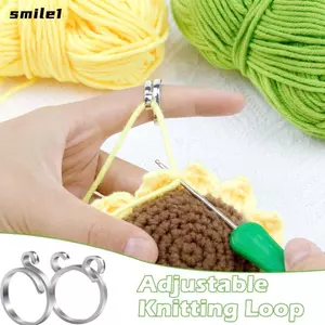 Nhẫn đan bện SMILE, Phụ kiện đan móc màu Sillver Nhẫn móc, Thiết kế có thể điều chỉnh Thimbles đan cho móc Hướng dẫn sử dụng ngón tay bằng sợi mở