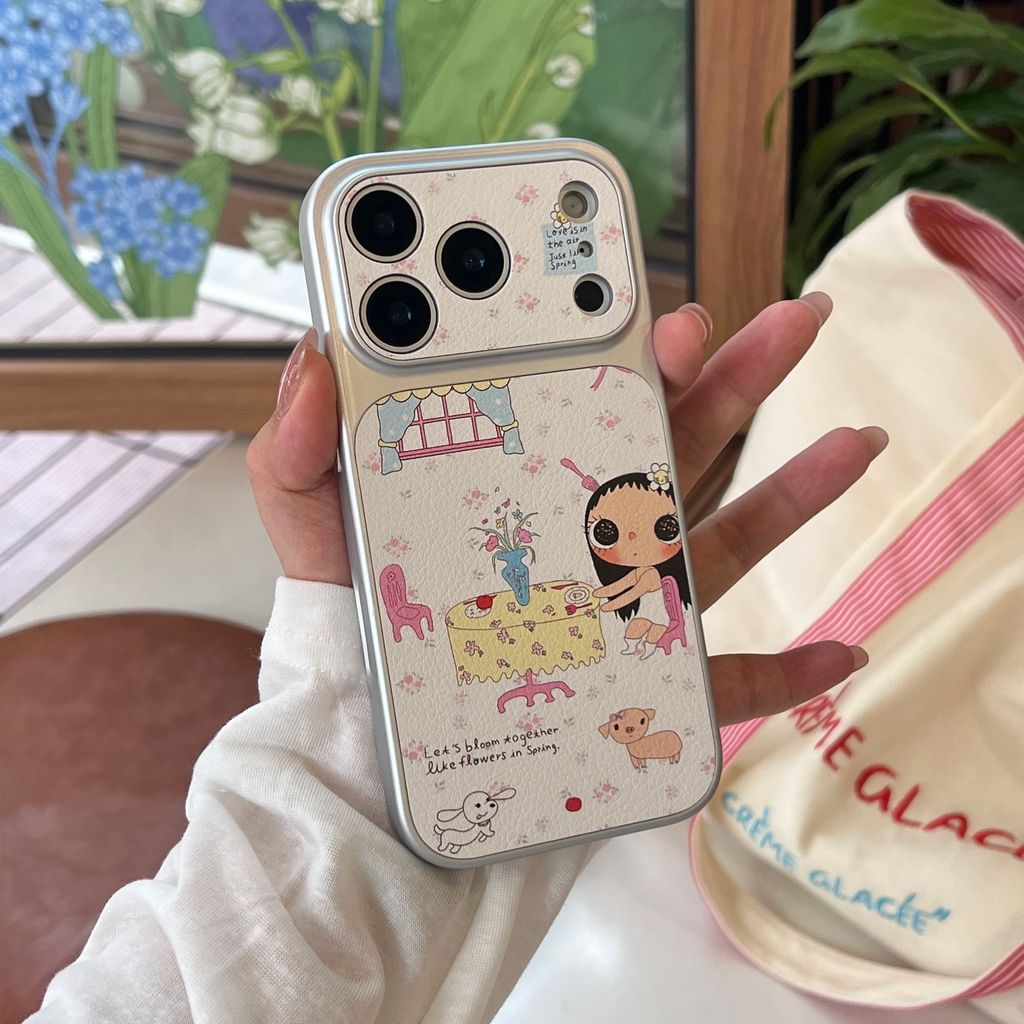 Vỏ điện thoại iPhone 17 kiểu hoa nhỏ, thiết kế toàn phần, cửa sổ lớn 16Vân da